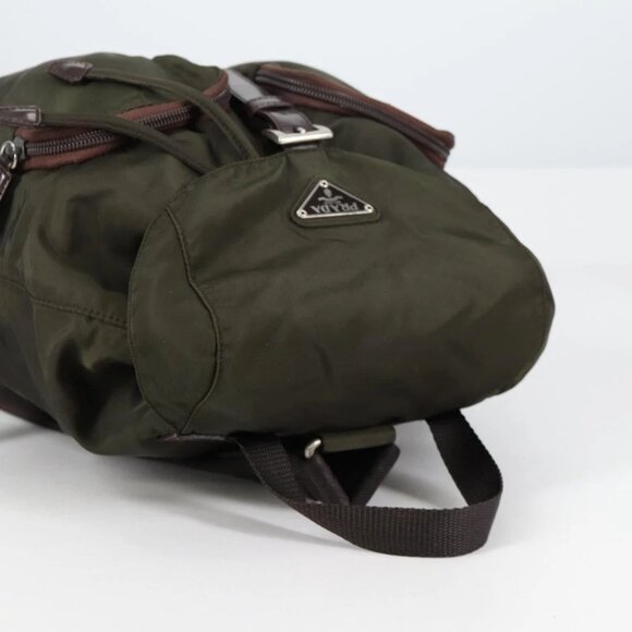 PRADA Backpack Nylon Khaki Silver Auth th6297 - Picture 7 of 15